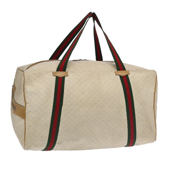 GUCCI Micro GG Supreme Web Sherry Line Boston Bag White Brown 012 904 - Picture 1 of 16